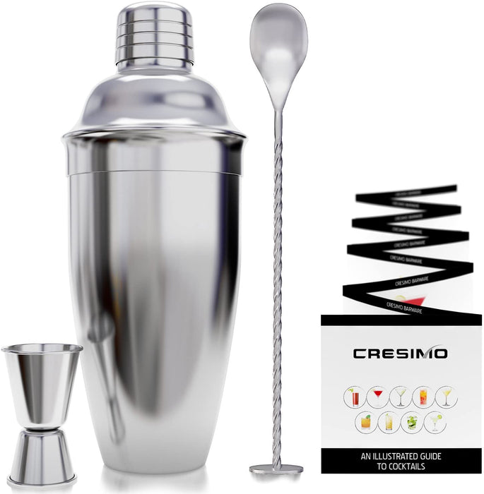 Bartender Cocktail Shaker SetAlcohol Drink Mixer For Beginners And  Professionals - Premium Home Bar Cocktail Mixing Drink Accessories(Silver)