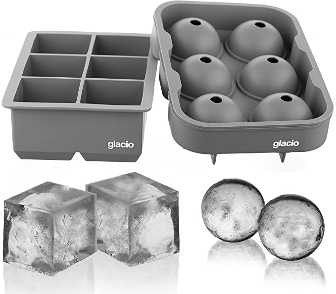 glacio Round Ice Cube Molds | Whiskey Ice Sphere Maker - 2.5 Ice Ball