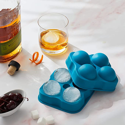 Glacio Ice Cube Molds - Jumbo Square Cube Tray with Lid and 2 Large Sphere Molds