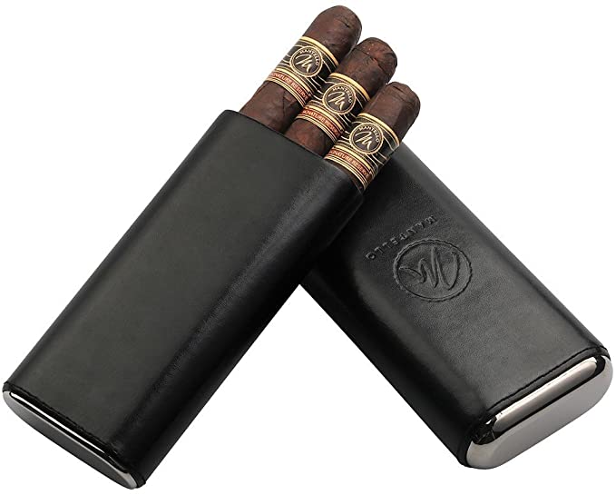 Mantello Luxury Portable 3 Holder Cigar Case Set with Cigar Cutter and  Lighter Set, Great Cigar Travel Case Gift