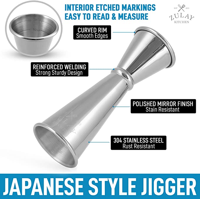 Cocktail Jigger for Bartending, Double Ended 304 Stainless Steel Bar  Measuring Cup with Scale Cocktail Measuring Cup Japanese Jigger Shot  Measure
